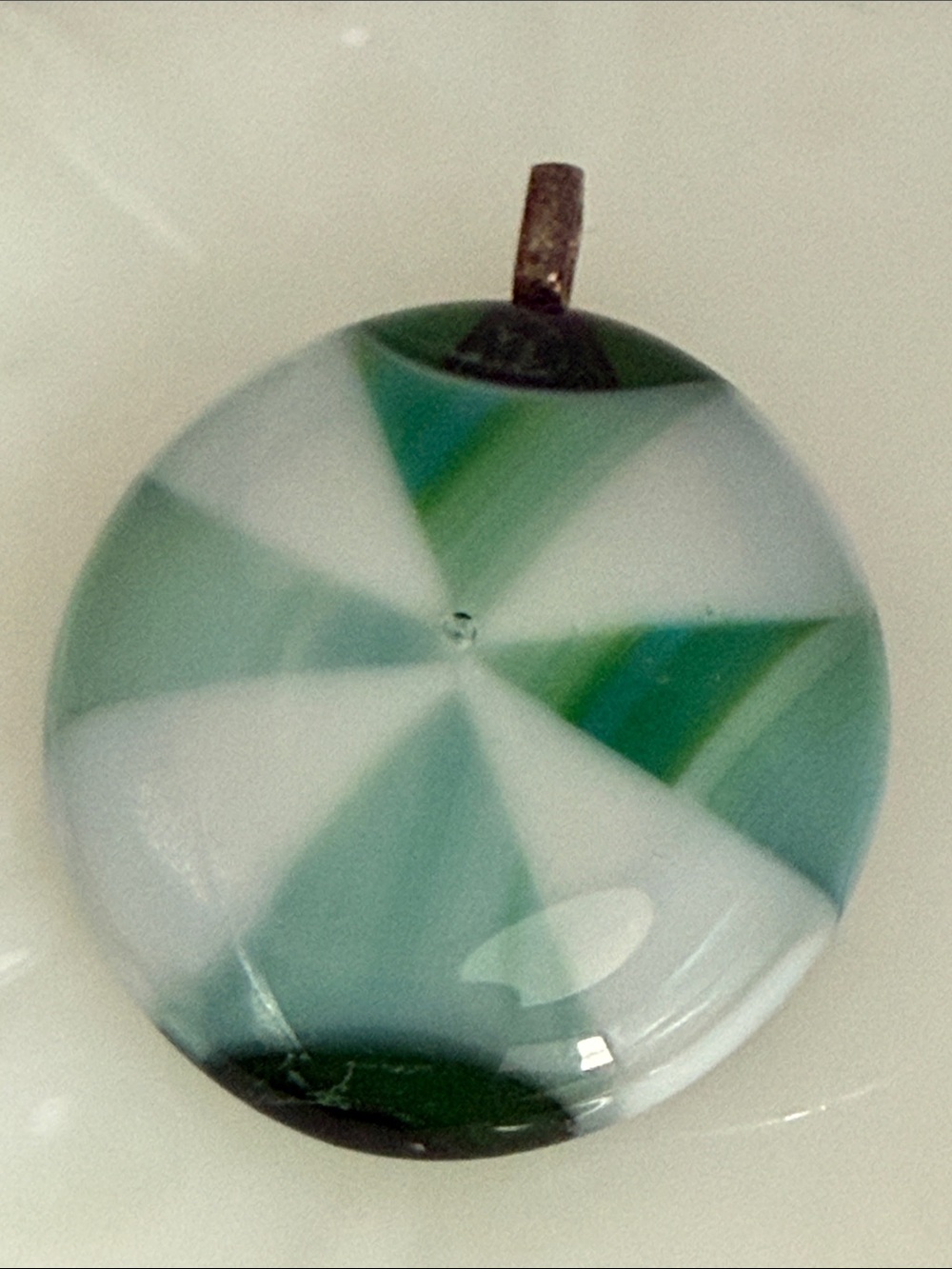 Vintage Glass Pendant Necklace in White and Green x marks the spot candy cross